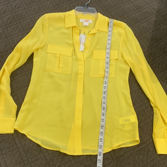 Joe Fresh NWT 100% Silk Yellow Blouse size S - Picture 13 of 13